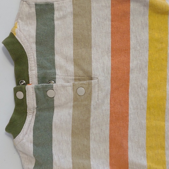 Baby Okie dokie 6-9 months tee shirt robot long sleeve layer look striped orange - Picture 6 of 9